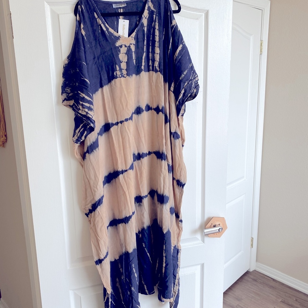 Tie Dye Boho kaftan dress , coverup